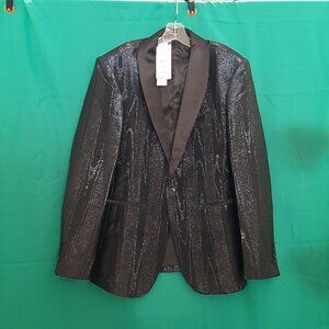 NEW ! Coofandy Men Shiny Sequin Blazer Tuxedo Party Prom One Button Suit Size S